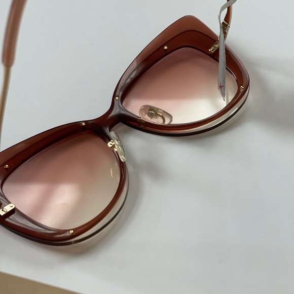 Chloe Cat Eye 63mm Peach Red Sunglasses New With Tag / Case & Cleaning Cloth - Picture 9 of 14